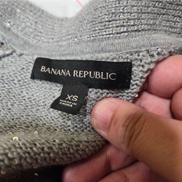 Banana Republic Sequin Cardigan Light Gray Sweater XS - Picture 5 of 6